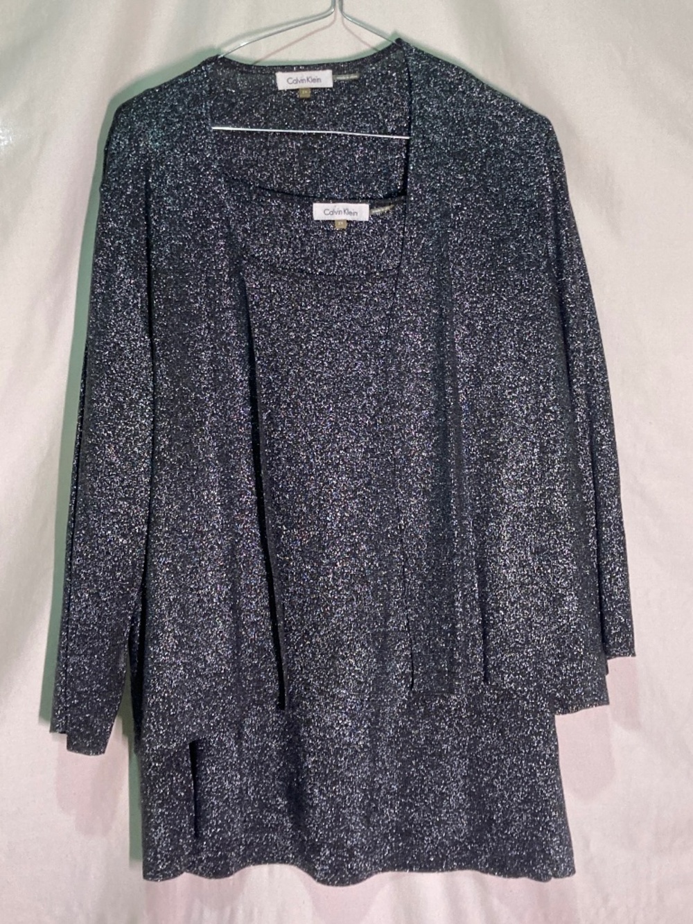 Shimmer Sweater and Tank Top Set, silver/black | Calvin Klein | 2X